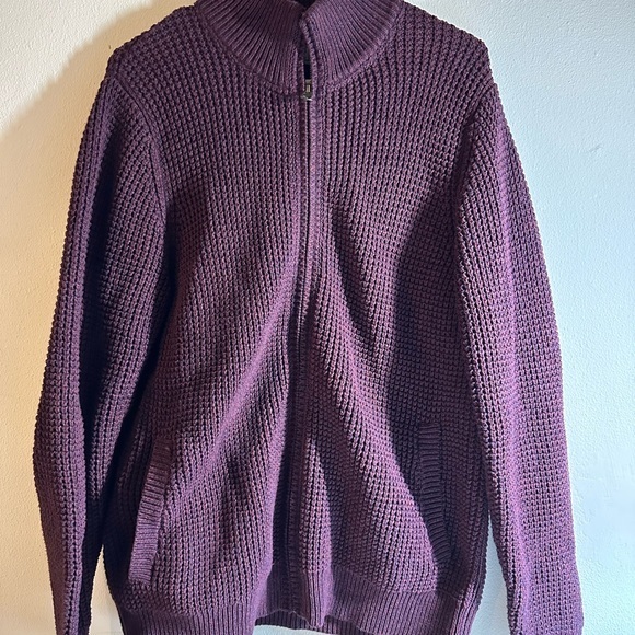 LL Bean Men's Organic Cotton‎ Full Zip Sweater Purple Medium Regular 508221 - Picture 2 of 10